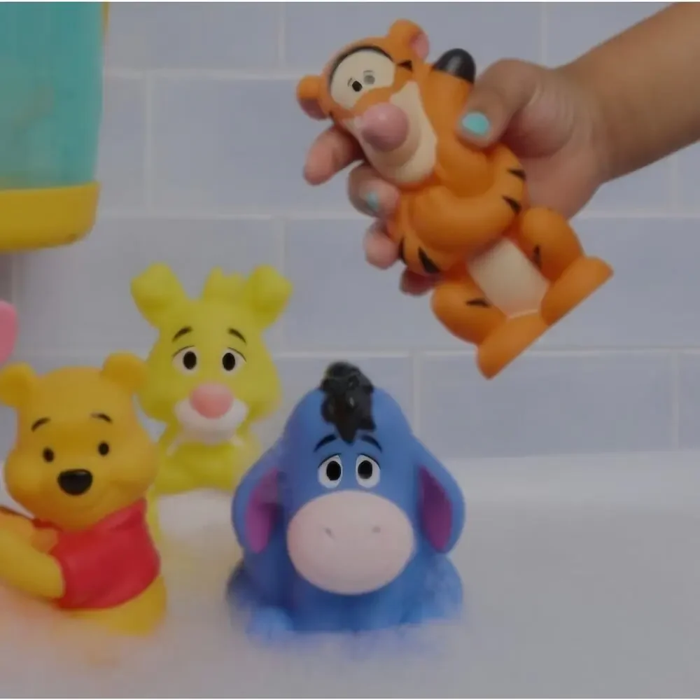 Disney Winnie the Pooh Bath Toy Set Tigger Eeyore Pooh Tub Basket Missing Piglet